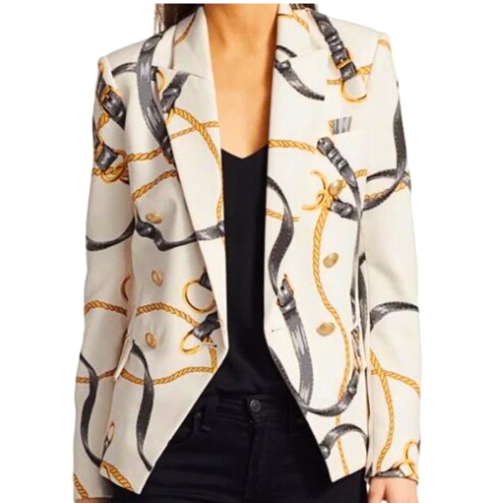 L'AGENCE Kenzie Double Breasted Printed Blazer